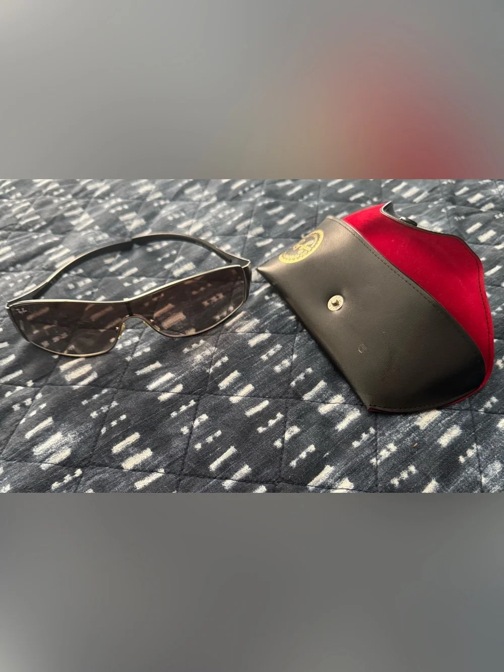 Ray-Ban Black Sunglasses with Black Case and Red Interior